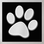 White/Light Grey Halftone Paw Print