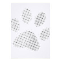 White/Light Grey Halftone Paw Print Custom Announcement