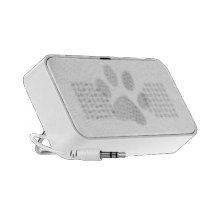 White/Light Grey Halftone Paw Print Mp3 Speakers