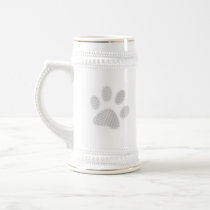 White/Light Grey Halftone Paw Print Coffee Mug