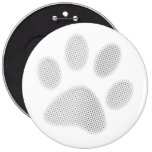 White/Light Grey Halftone Paw Print Pinback Button