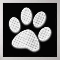 White/Light Grey Halftone Paw Print