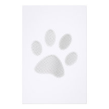 White/Light Grey Halftone Paw Print Stationery