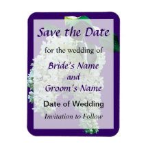 White Lilacs Save the Date Rectangular Magnet