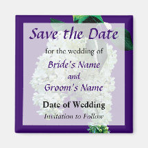White Lilacs Save the Date Refrigerator Magnets