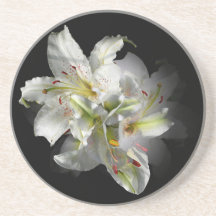 White Lilies Fantasy Beverage Coasters