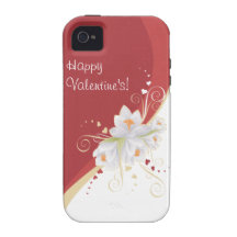 White Lilies on Red Swirl Valentine's iPhone 4 Cases