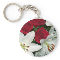 "White Lilies Red Roses" Keychain