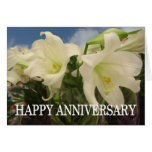 White lillies anniversary greeting cards