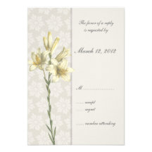 White Lillies Floral Wedding Invitation