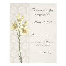 White Lillies Floral Wedding Invitation RSVP