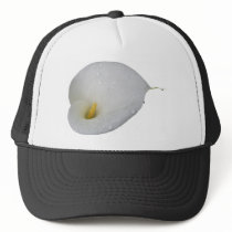 White lily and rain drops trucker hat