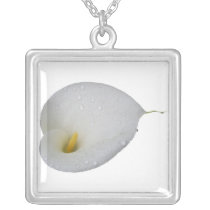 White Lily and Rain drops Necklace