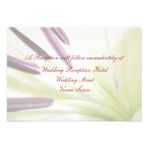 White Lily Wedding Reception Enclosure Custom Invitation
