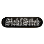 White Metal on Black ~ Sick Stick Logo Pro Deck skateboards