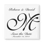 White Monogram Save the Date magnets