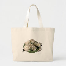 White Mums in Oval Tote Bags