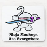 White Ninja On Guard Mouse Pads