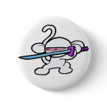 White Ninja On Guard-No Words Pin