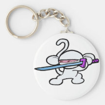 White Ninja On Guard-No Words Keychains