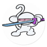 White Ninja On Guard-No Words Round Stickers