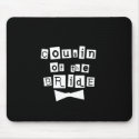 White on Black Cousin of Bride mousepads
