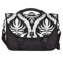 White on Black Damask Floral commuterbag