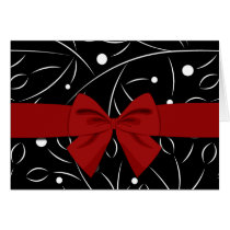 White on Black Floral Pattern with Red Bow