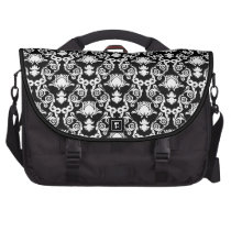 White on Black Tulip Damask commuterbag
