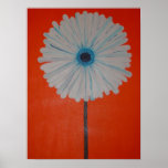 white on orange flower posters