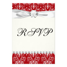 white on red swirl chandelier heart damask personalized invites
