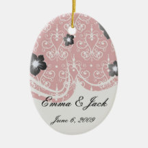 white on red swirl chandelier heart damask ornament