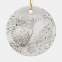 White on silver christmas ornament
