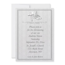 White on White Christening Invitation