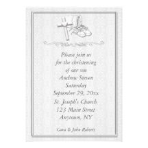 White on White Christening Invitation