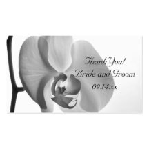 White Orchid Wedding Favour Tags Business Card