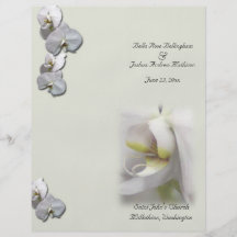 White Orchid Wedding Program Custom Flyer