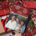 White Ornaments Family Christmas Photo Postcard