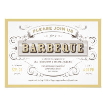 White Ornate Vintage Barbeque Cookout Invitation