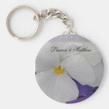 White Pansy Key Chains
