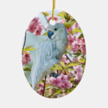 White Parrot in Crab Apple Tree Ornament