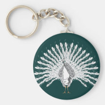 White Peacock Keychain