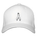 white/pearl awareness ribbon embroidered hats