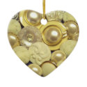 White Pearl Buttons Christmas Ornament