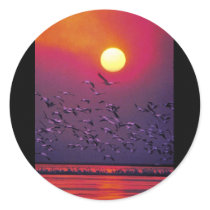 White Pelican in Haze Round Sticker