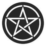 White Pentagram on Black stickers