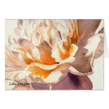 White Peony Fine Art Watercolor Greeting Card