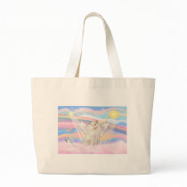 White Persian Cat Angel in Clouds Canvas Bag