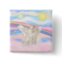 White Persian Cat Angel in Clouds