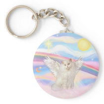 White Persian Cat Angel in Clouds